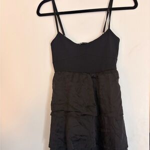 Theory Black Midi Dress with Spaghetti Straps